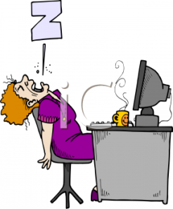 0511-0907-1220-3962_Cartoon_of_a_Woman_Asleep_at_Her_Desk_clipart_image.jpg